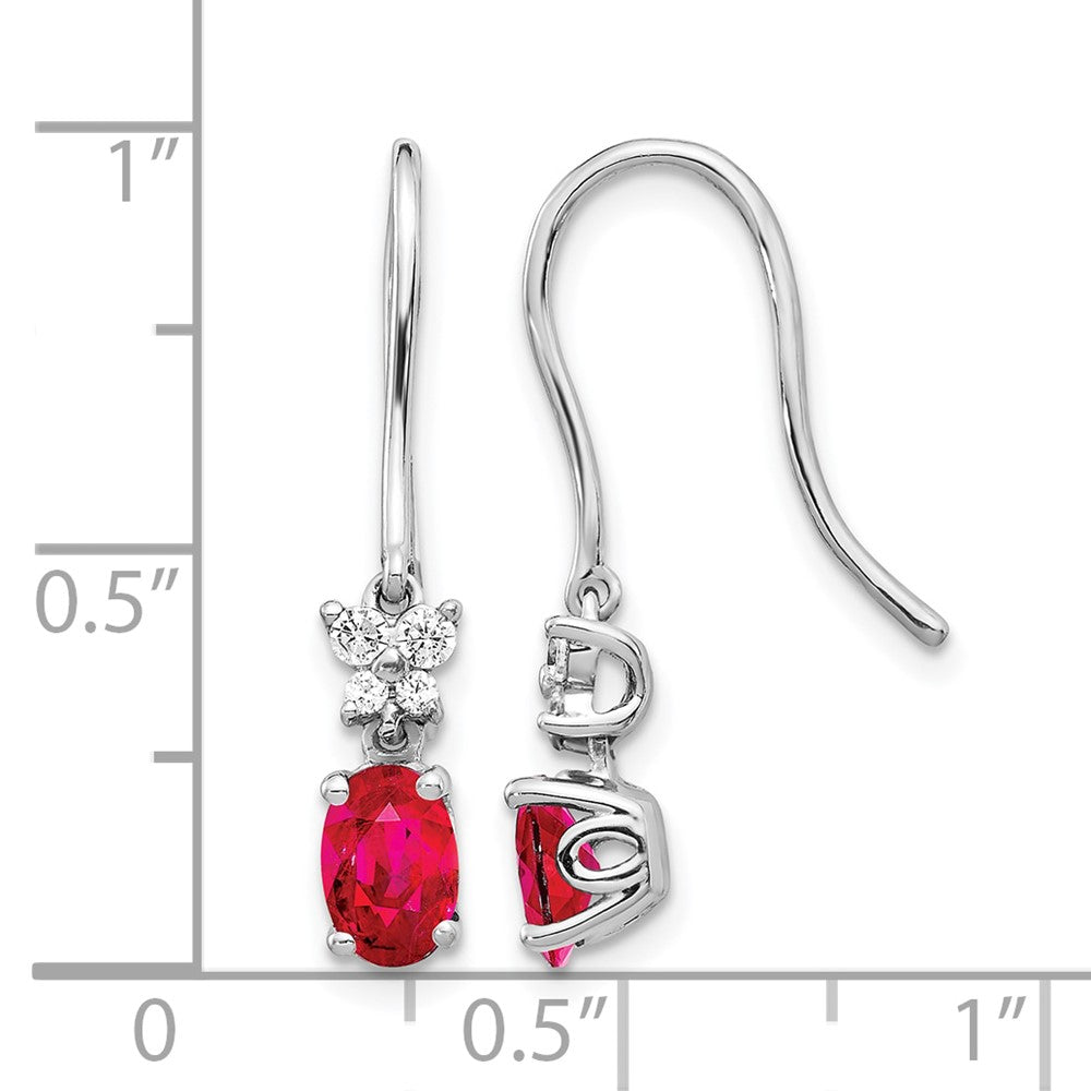 14K Weißgold Ohrringe mit echten Diamanten und ovalen Rubinen