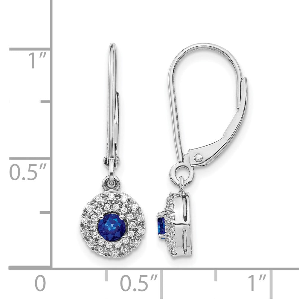 14K Weißgold Ohrhänger mit Leverback-Verschluss, 0,2 ct. Laborgezüchteten Diamanten VS/SI+ G+ und synthetischen Saphiren