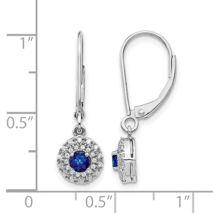 14K Weißgold Ohrhänger mit Leverback-Verschluss, 0,2 ct. Laborgezüchteten Diamanten VS/SI+ G+ und synthetischen Saphiren
