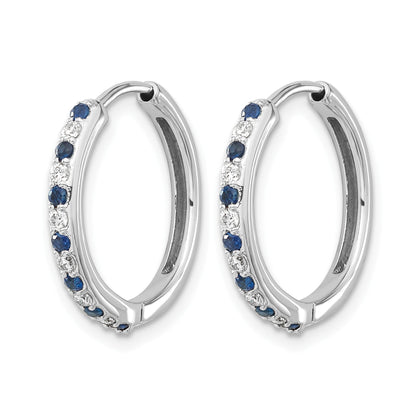 14K Weißgold 0,2 ct. Labor gezüchteter Diamant VS/SI+ G+ und gezüchteter Saphir Komplette Scharnier-Creolen