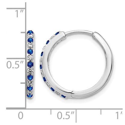 14K Weißgold 0,2 ct. Labor gezüchteter Diamant VS/SI+ G+ und gezüchteter Saphir Komplette Scharnier-Creolen