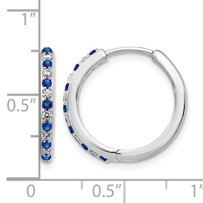 14K Weißgold Creolen mit Klappscharnier, echten Diamanten und Saphiren
