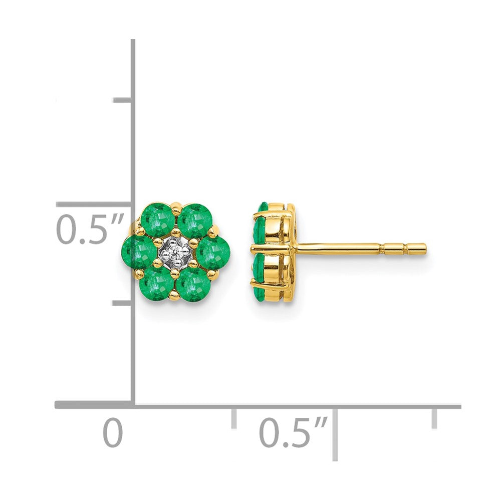 10K Gelb mit Rhodium und Rhodium Smaragd Diamant Ohrstecker
