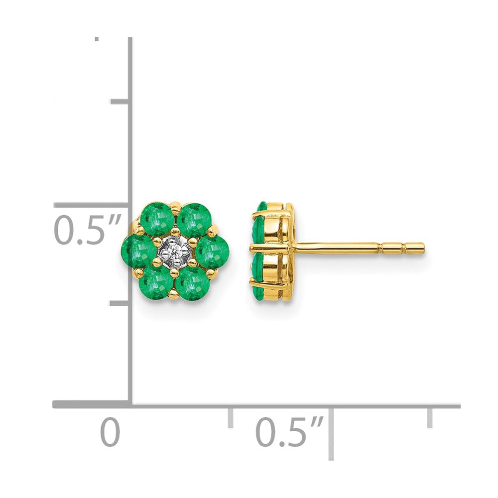 14K Gelbgold und Rhodium Ohrstecker mit Smaragd und echtem Diamant