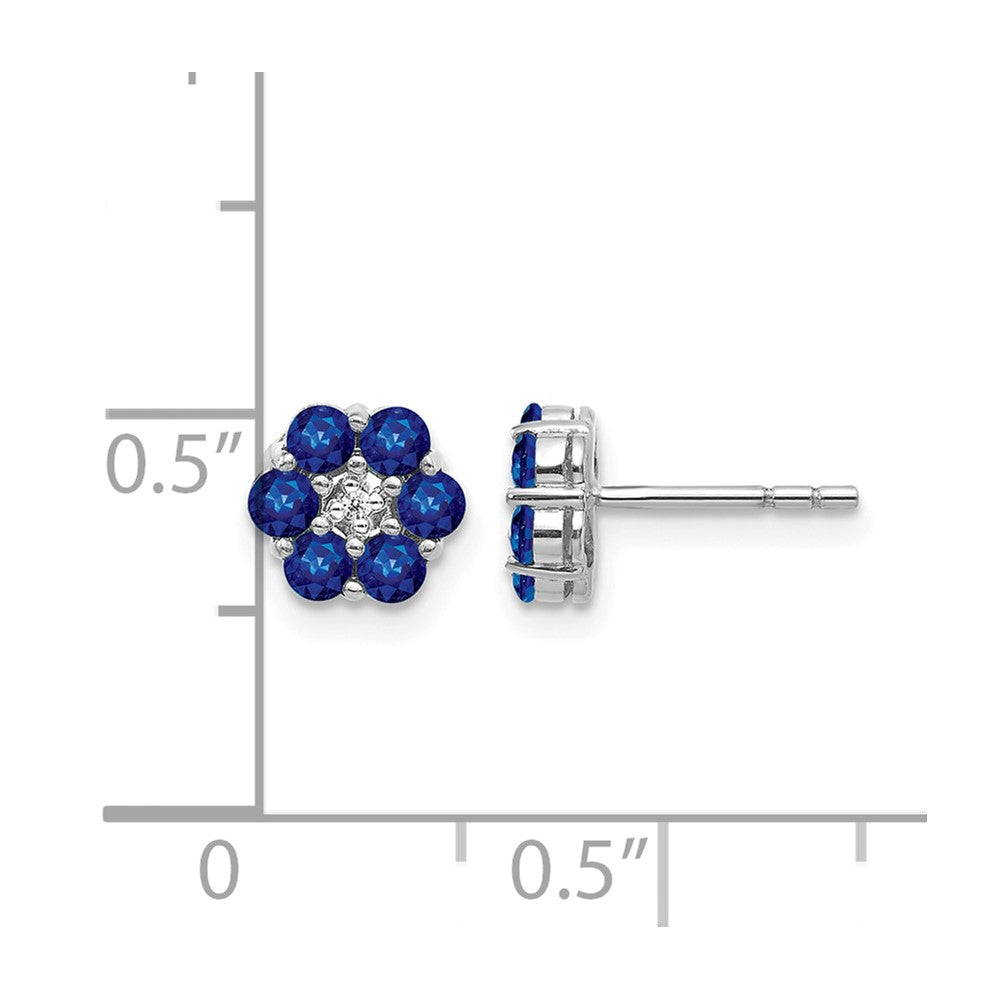 10K Weißgold Poliert Saphir und Diamant Ohrstecker