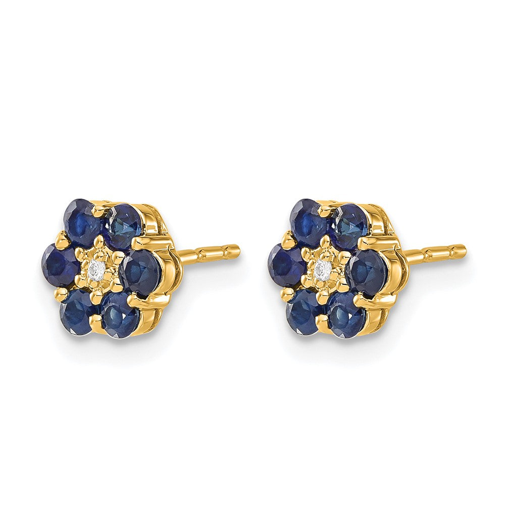 10K Gelb mit Rhodium und Rhodium Saphir Diamant Ohrstecker