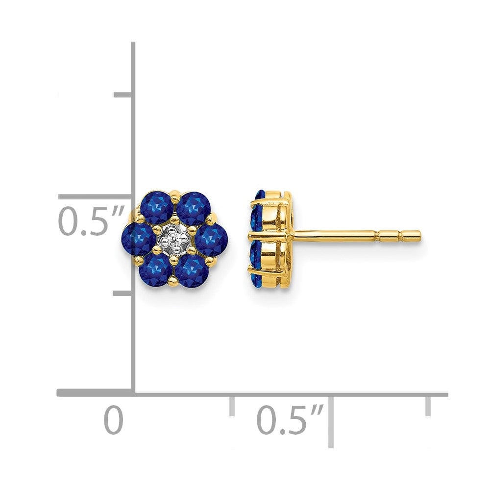 10K Gelb mit Rhodium und Rhodium Saphir Diamant Ohrstecker