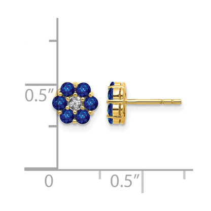 10K Gelb mit Rhodium und Rhodium Saphir Diamant Ohrstecker