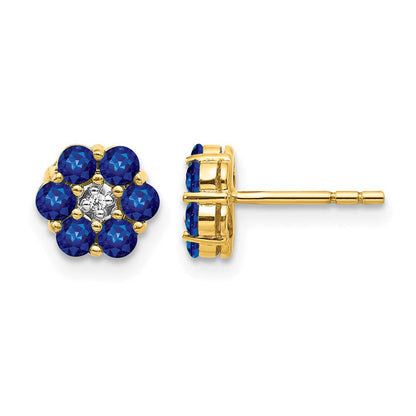 10K Gelb mit Rhodium und Rhodium Saphir Diamant Ohrstecker