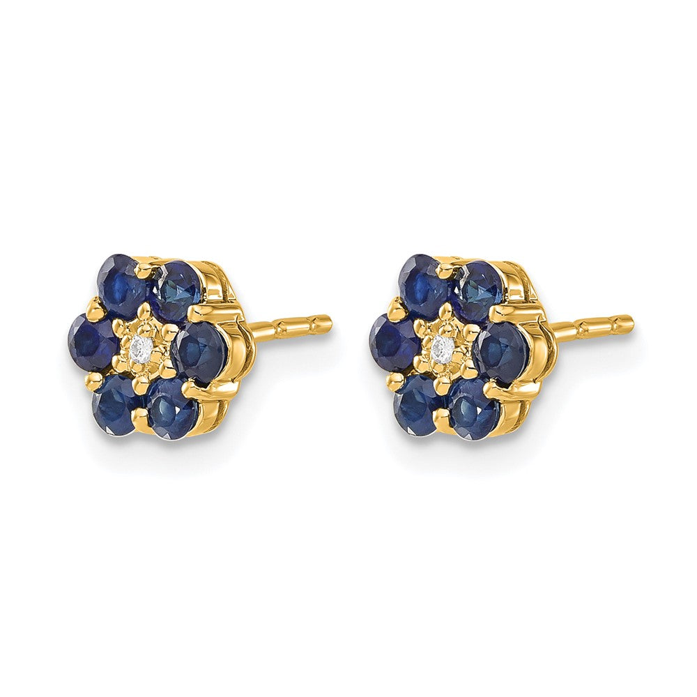 14K Gelbgold und Rhodium Saphir und echte Diamant Ohrstecker