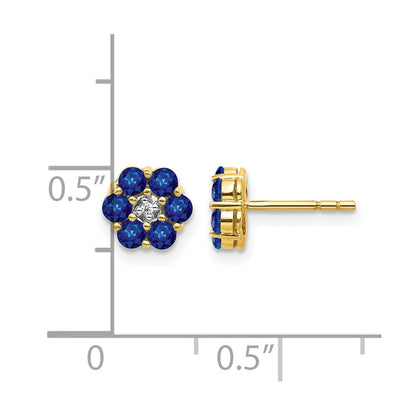 14K Gelbgold und Rhodium Saphir und echte Diamant Ohrstecker