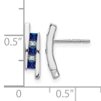 14K Weißgold Ohrringe mit echten Diamanten und Saphiren