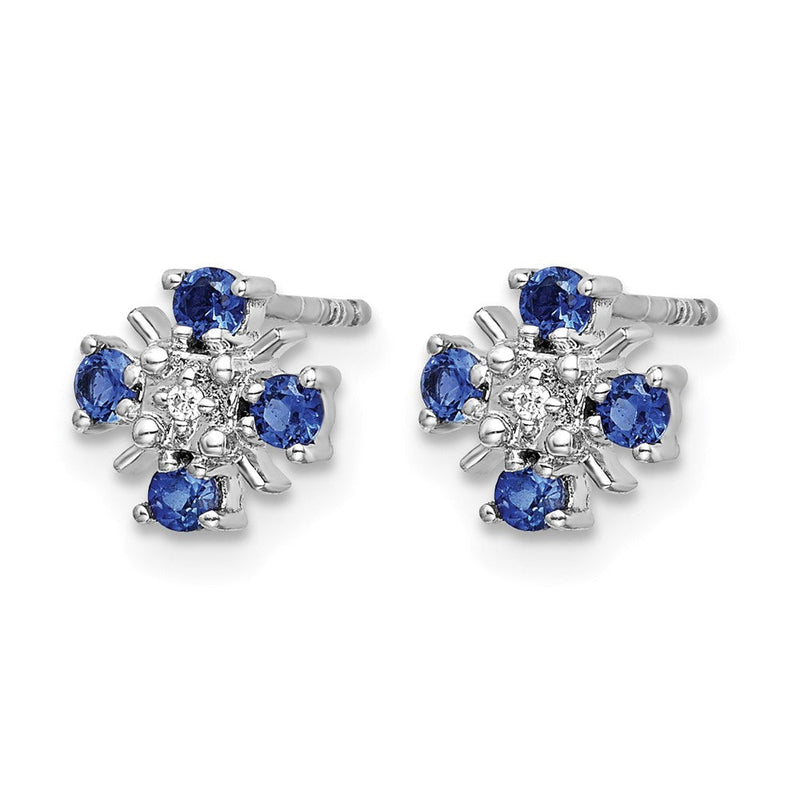 14K Weißgold Ohrstecker mit blauem Saphir und echten Diamanten