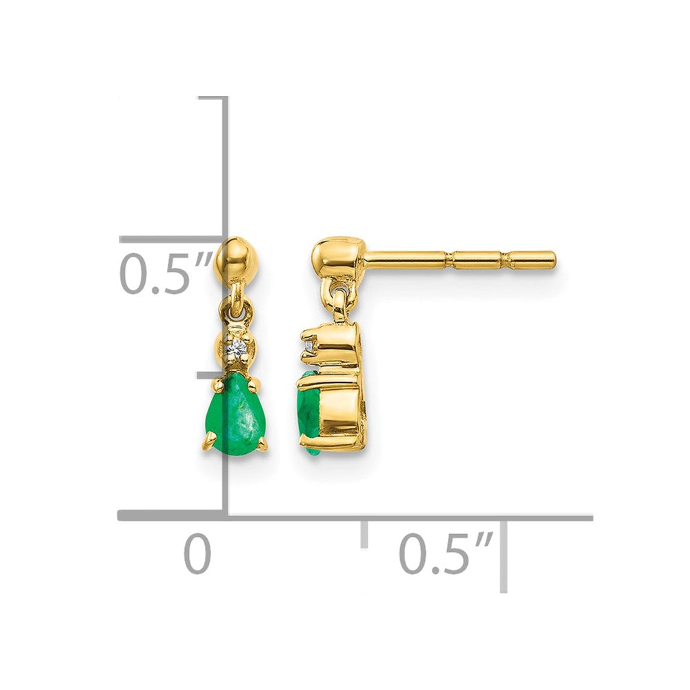 14K Gelbgold Ohrhänger mit Smaragd und echten Diamanten