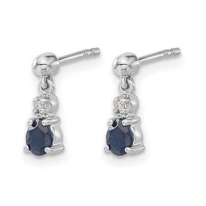 Ohrhänger mit Stecker aus 14K Weißgold mit Blausaphir und echten Diamanten