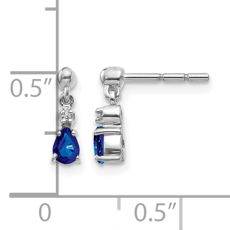 Ohrhänger mit Stecker aus 14K Weißgold mit Blausaphir und echten Diamanten