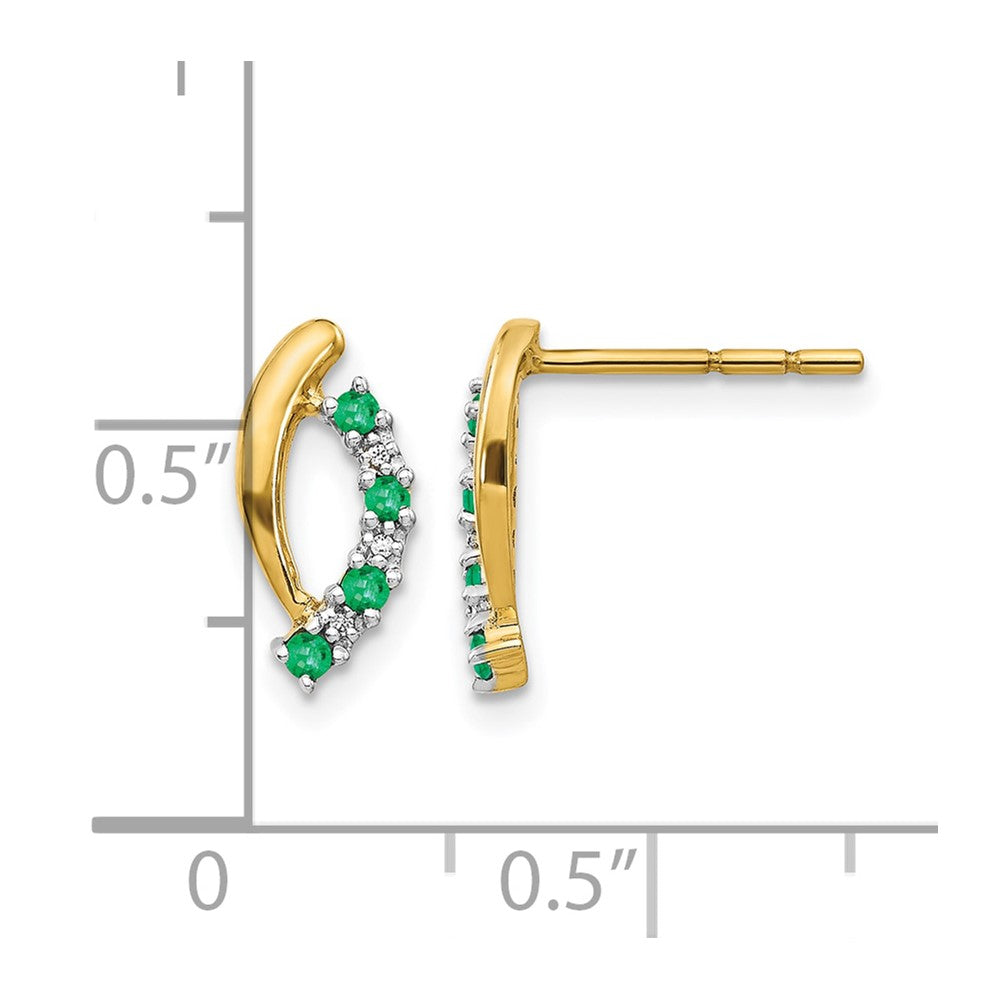 14K Gelbgold Ohrstecker mit echten Diamanten und Smaragden