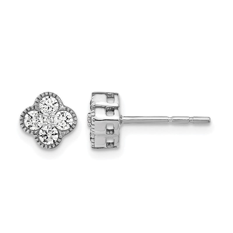 14K Weißgold True Origin 1/2 Karat Im Labor Gezüchtet Diamant Vs Def Bloom Blumen Ohrstecker