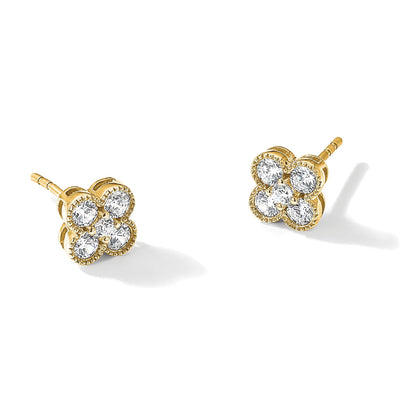 14K Gelbgold True Origin 1 Karat Im Labor Gezüchtet Diamant Vs Def Bloom Blumen Ohrstecker