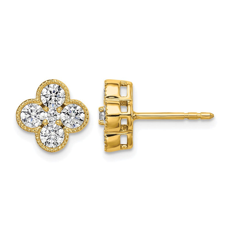 14K Gelbgold True Origin 1 Karat Im Labor Gezüchtet Diamant Vs Def Bloom Blumen Ohrstecker