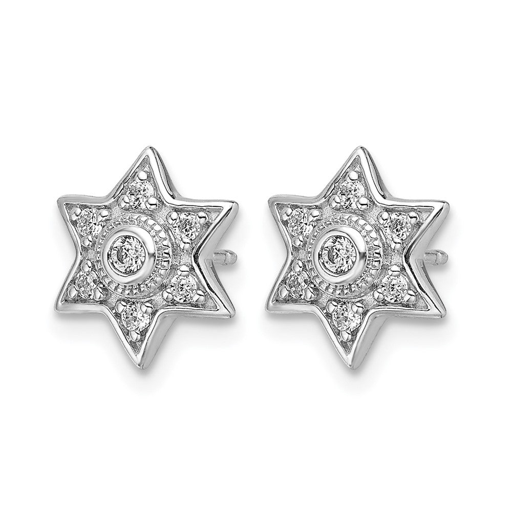 14K Weißgold Ohrstecker mit echten Diamanten in Sechszackiger-Stern-Form