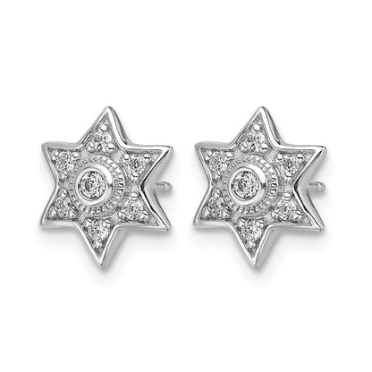 14K Weißgold Ohrstecker mit echten Diamanten in Sechszackiger-Stern-Form