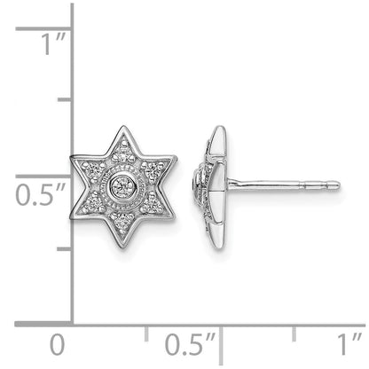 14K Weißgold Ohrstecker mit echten Diamanten in Sechszackiger-Stern-Form