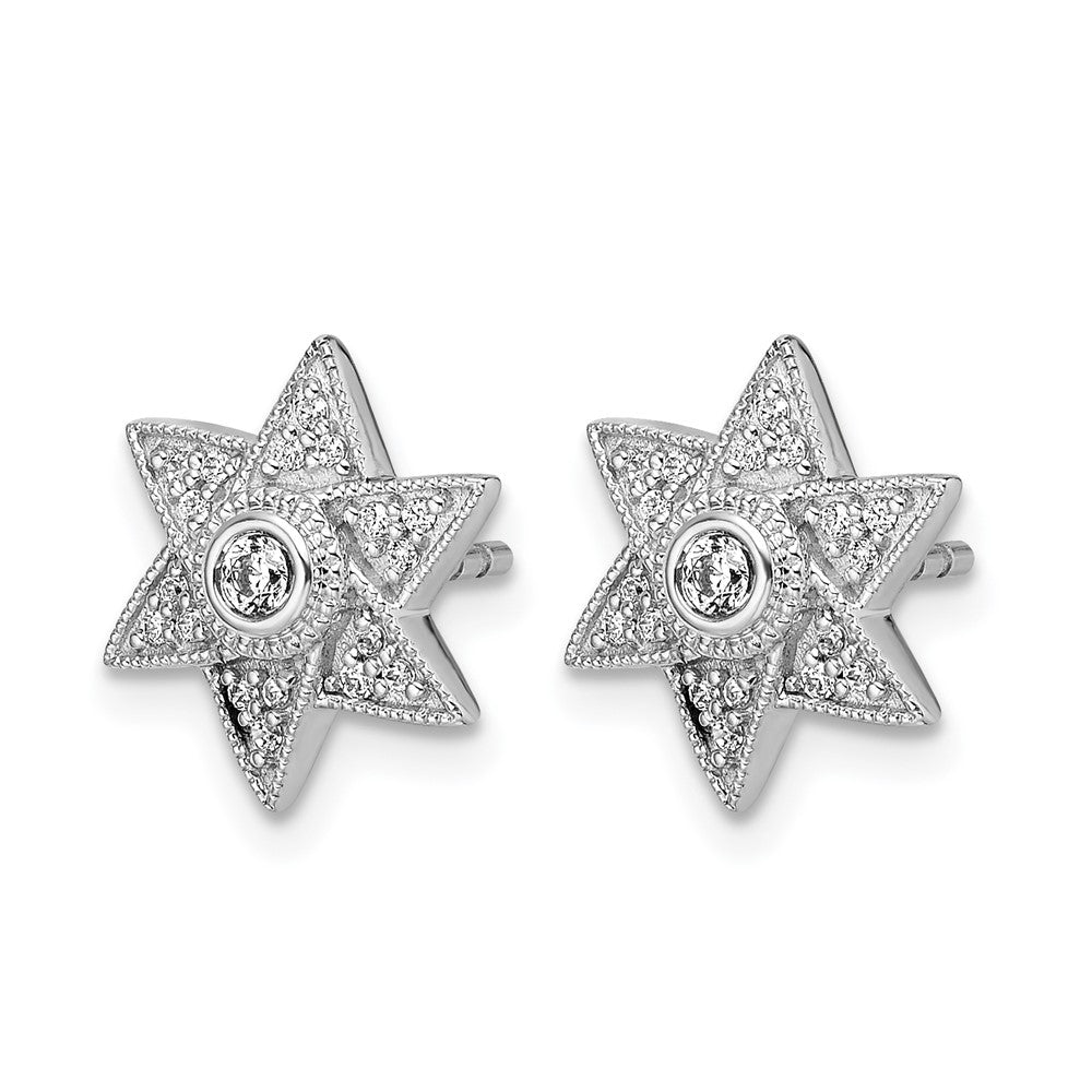 14K Weißgold Ohrstecker mit echtem Diamant, sechszackiger Stern