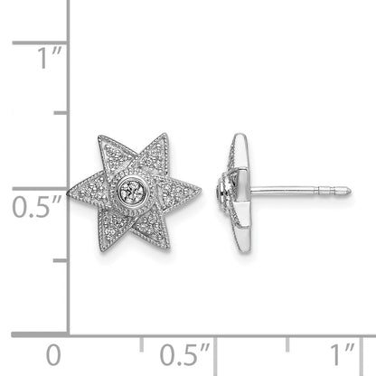 14K Weißgold Ohrstecker mit echtem Diamant, sechszackiger Stern