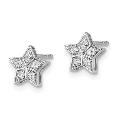 14K Weißgold Ohrstecker mit echten Diamanten Stern