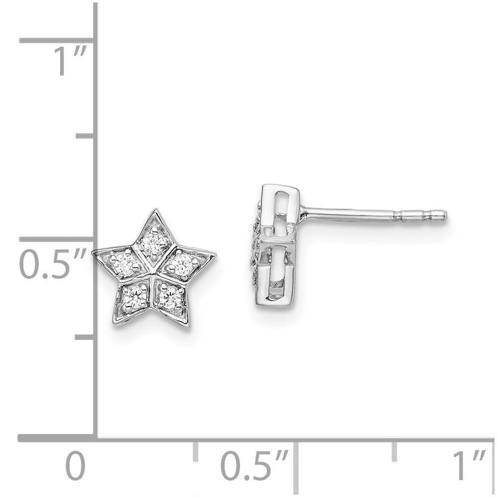 14K Weißgold Ohrstecker mit echten Diamanten Stern