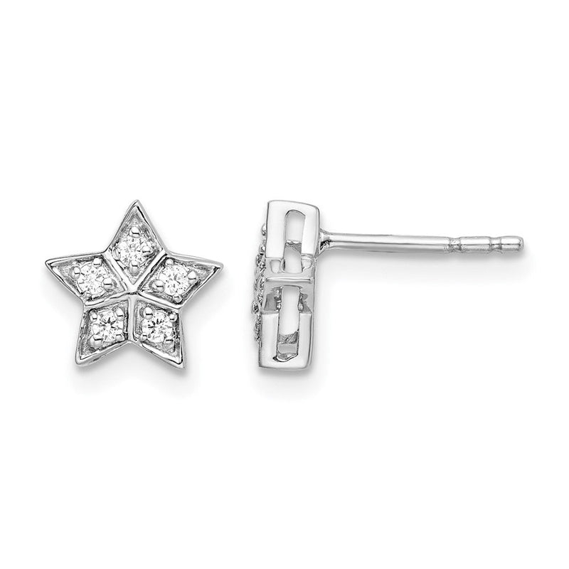 14K Weißgold 0,1 ct. Laborgezüchtete Diamant-Ohrstecker in Sternform, VS/SI+ G+