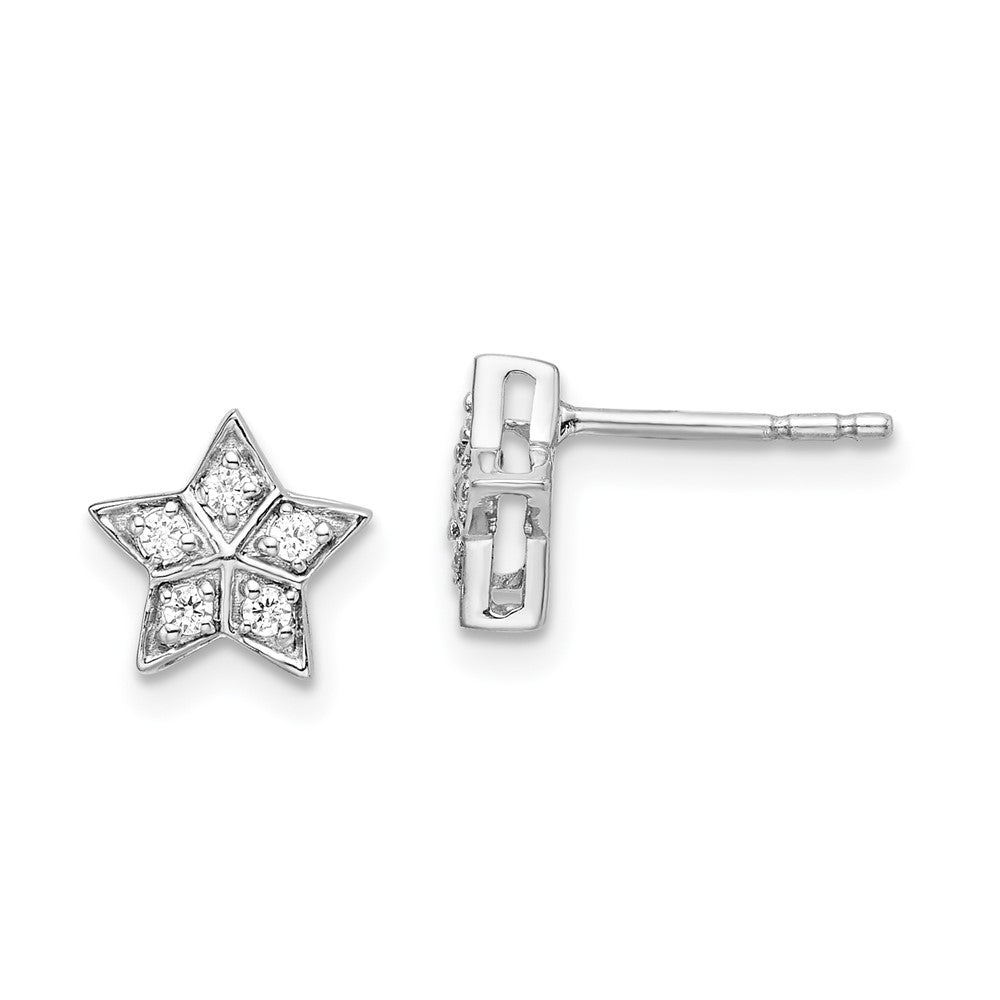 14K Weißgold Ohrstecker mit echten Diamanten Stern
