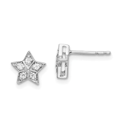 14K Weißgold Ohrstecker mit echten Diamanten Stern