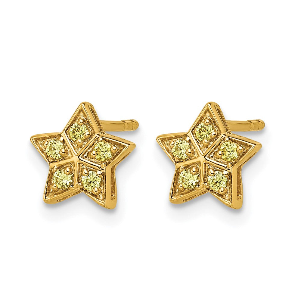 14K Gelbgold Ohrstecker mit gelbem Saphir in Sternform