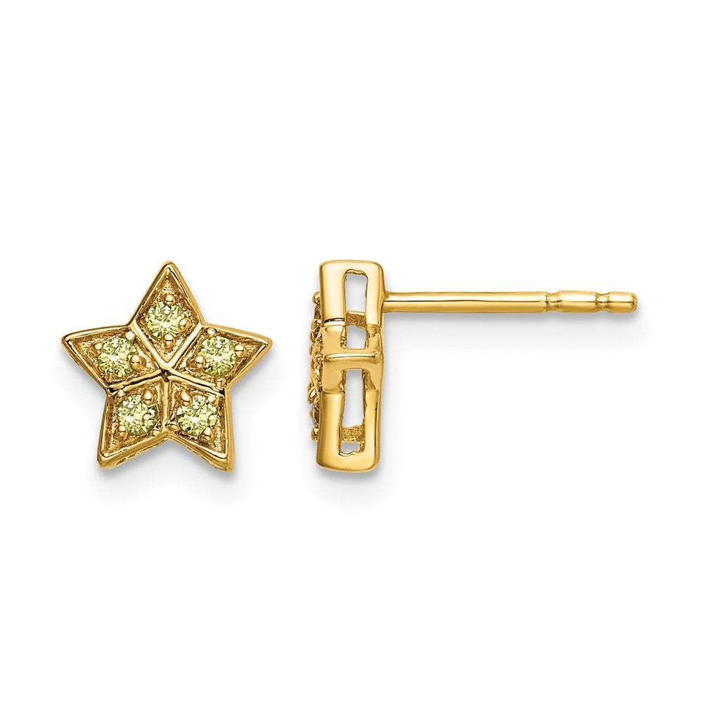 14K Gelbgold Ohrstecker mit gelbem Saphir in Sternform