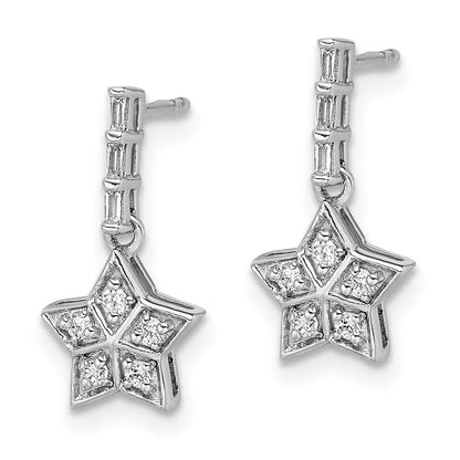 14K Weißgold Diamant-Stern-Ohrhänger, echte Diamanten