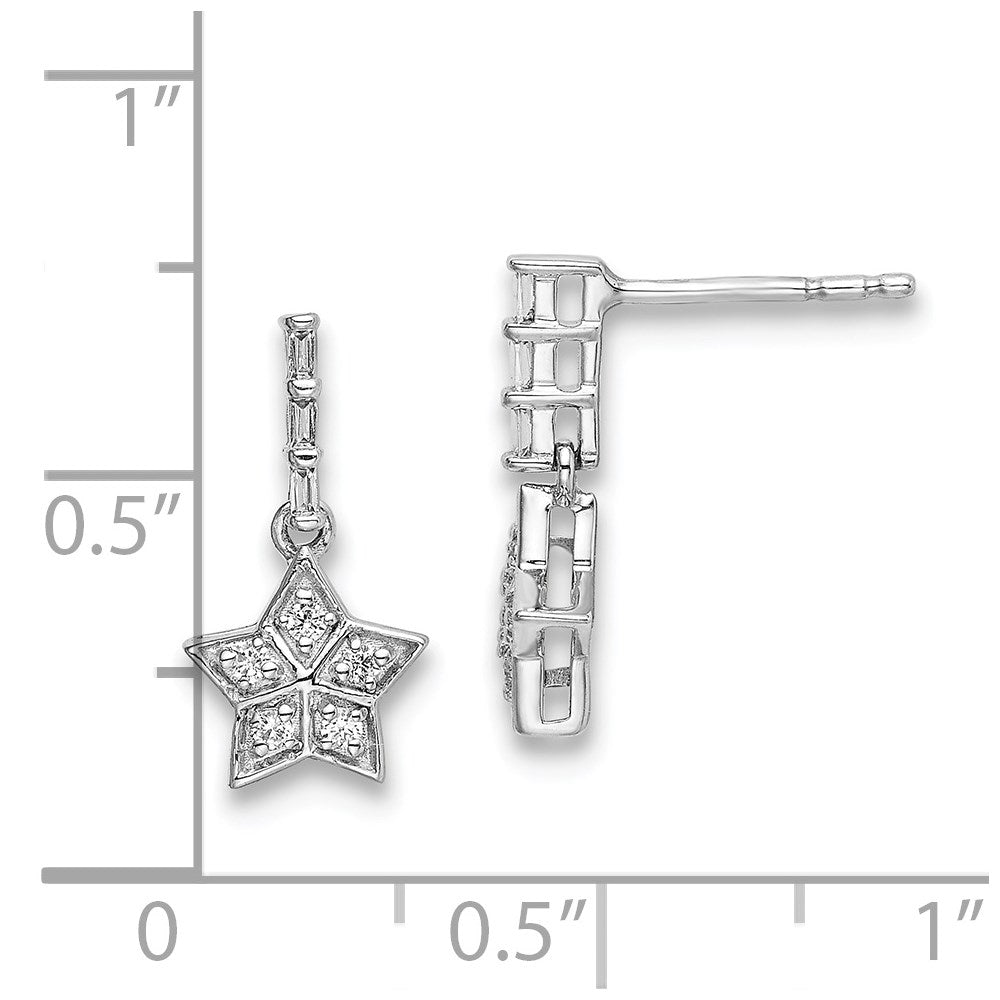 14K Weißgold Diamant-Stern-Ohrhänger, echte Diamanten