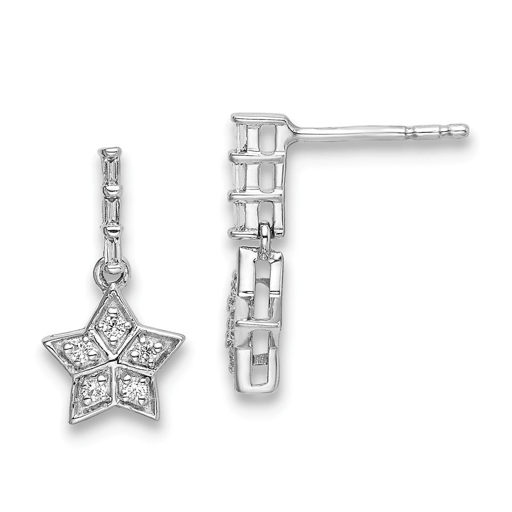 14K Weißgold Diamant-Stern-Ohrhänger, echte Diamanten