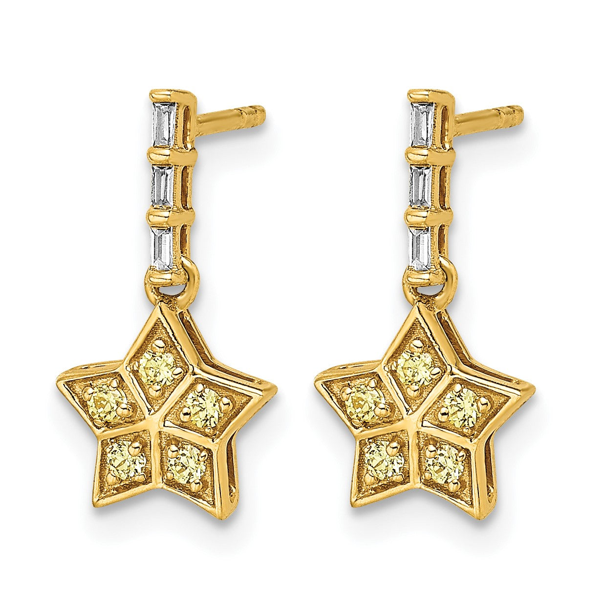 14K Gelbgold Diamant- und Gelbsaphir-Stern-Ohrhänger