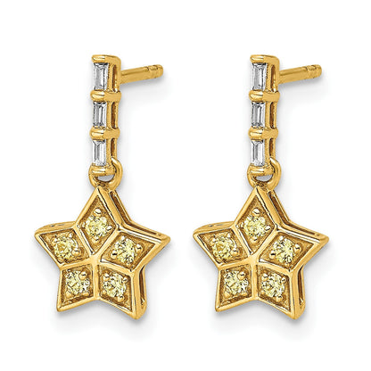 14K Gelbgold Diamant- und Gelbsaphir-Stern-Ohrhänger