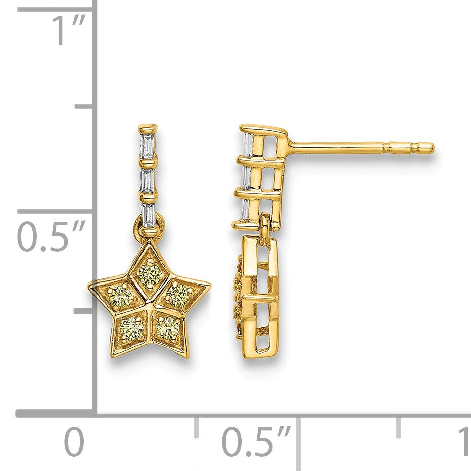 14K Gelbgold Diamant- und Gelbsaphir-Stern-Ohrhänger