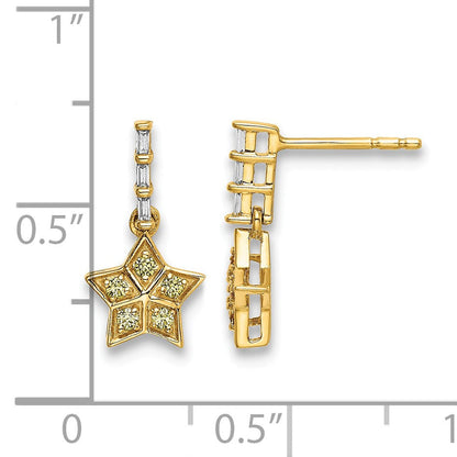14K Gelbgold Diamant- und Gelbsaphir-Stern-Ohrhänger