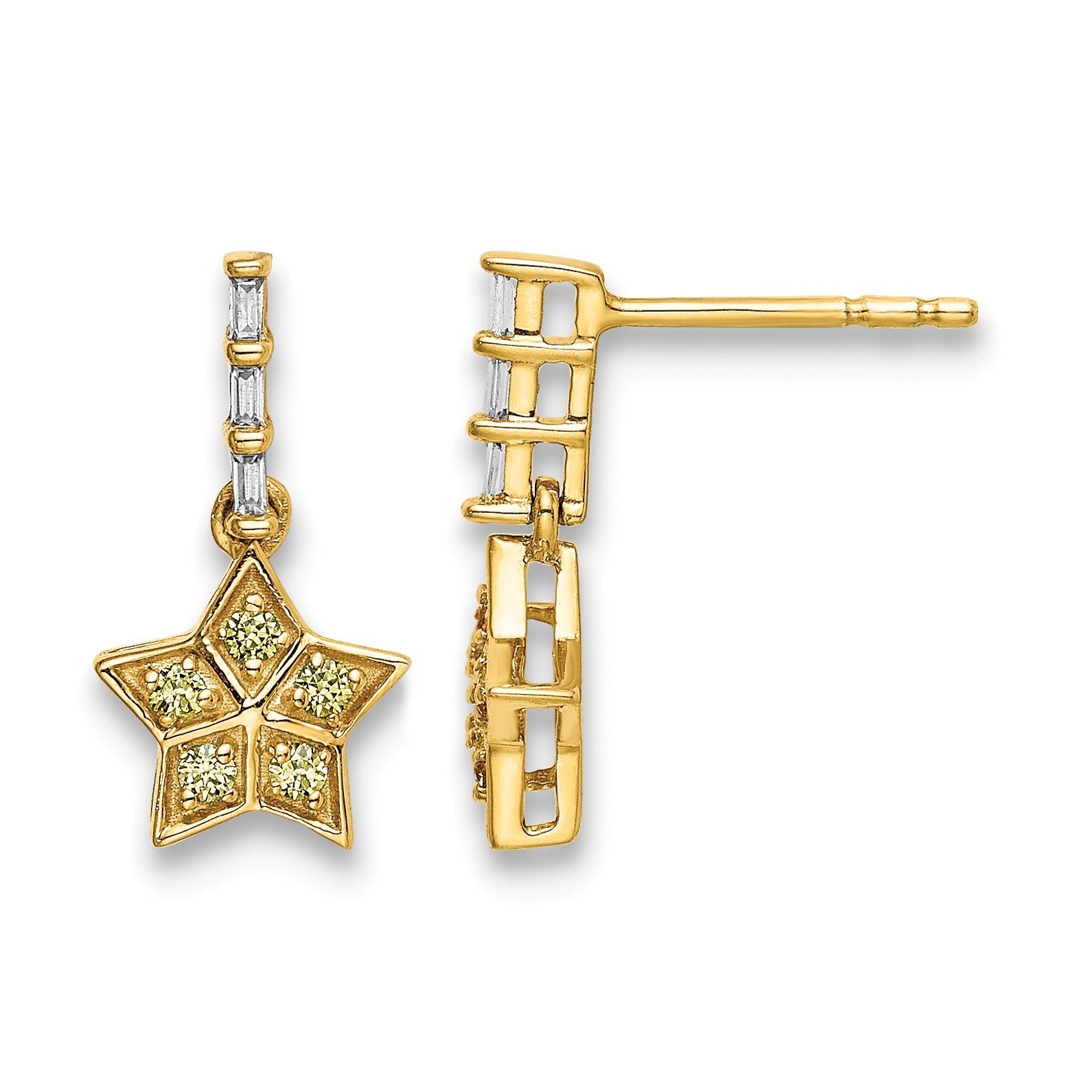 14K Gelbgold Diamant- und Gelbsaphir-Stern-Ohrhänger