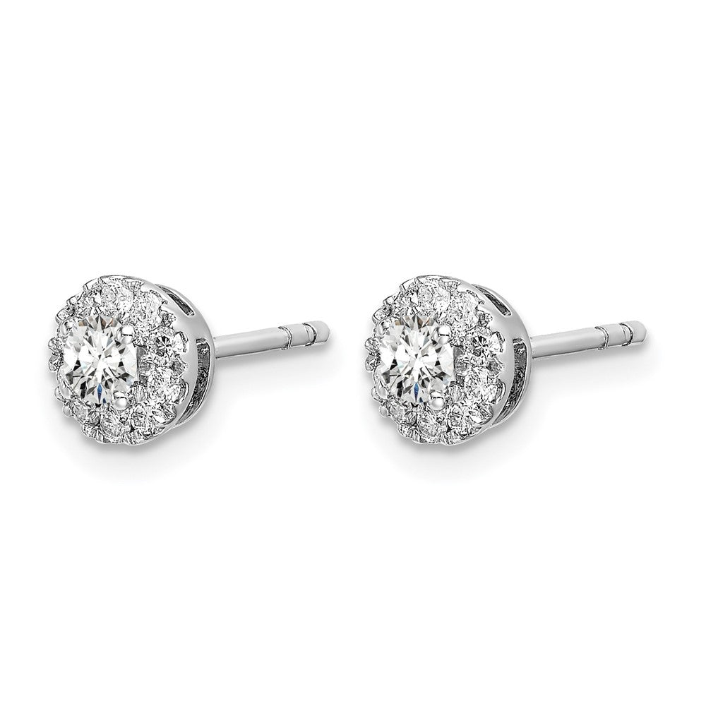 14K Weißgold Ohrstecker mit Halo-Fassung, 0,5 ct. Labordiamanten im Rundschliff, VS/SI+ G+