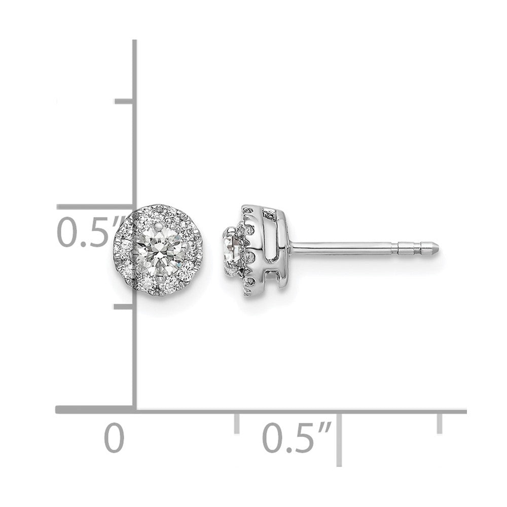 14K Weißgold Ohrstecker mit Halo-Fassung, 0,5 ct. Labordiamanten im Rundschliff, VS/SI+ G+