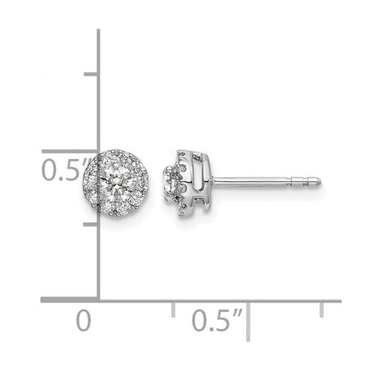 14K Weißgold Ohrstecker mit Halo-Fassung, 0,5 ct. Labordiamanten im Rundschliff, VS/SI+ G+