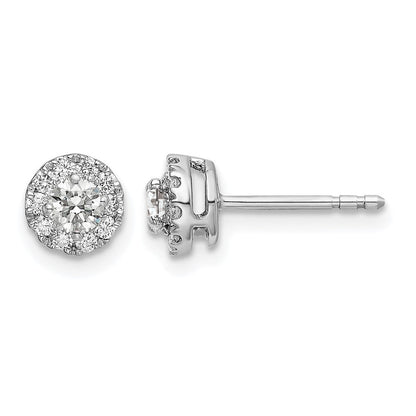 14K Weißgold Ohrstecker mit Halo-Fassung, 0,5 ct. Labordiamanten im Rundschliff, VS/SI+ G+