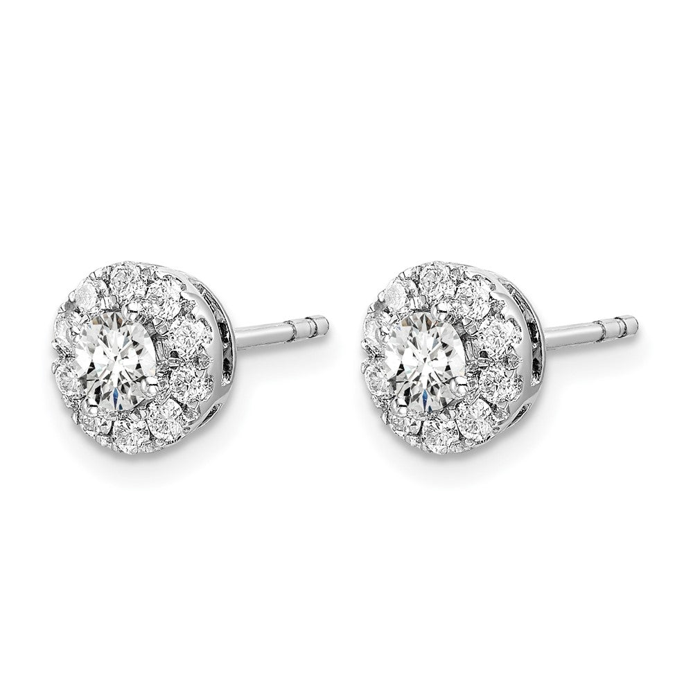 14K Weißgold Ohrstecker mit 0,75 ct. Laborgezüchtetem Diamant, Rund, Halo-Fassung, VS/SI+ G+