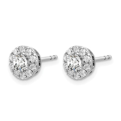 14K Weißgold Ohrstecker mit 0,75 ct. Laborgezüchtetem Diamant, Rund, Halo-Fassung, VS/SI+ G+